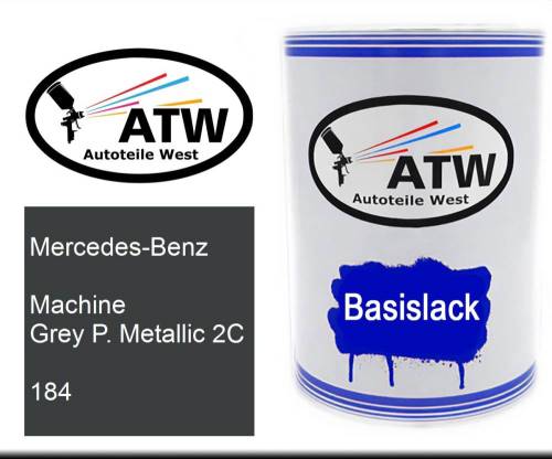 Mercedes-Benz, Machine Grey P. Metallic 2C, 184: 500ml Lackdose, von ATW Autoteile West.